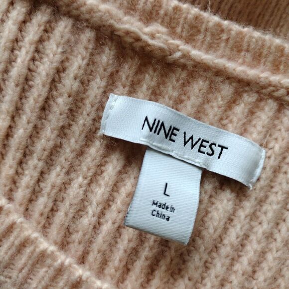 Metallic Pink Sweater Knit Colorblock Women’s Size L Boho Long Sleeve Rare Find - Picture 10 of 11